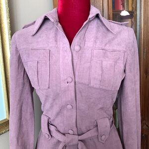 VTG 1970s Purple Military Shirt Dress Hand Made